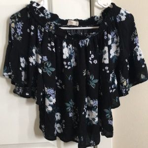 hollister off the shoulder floral blouse